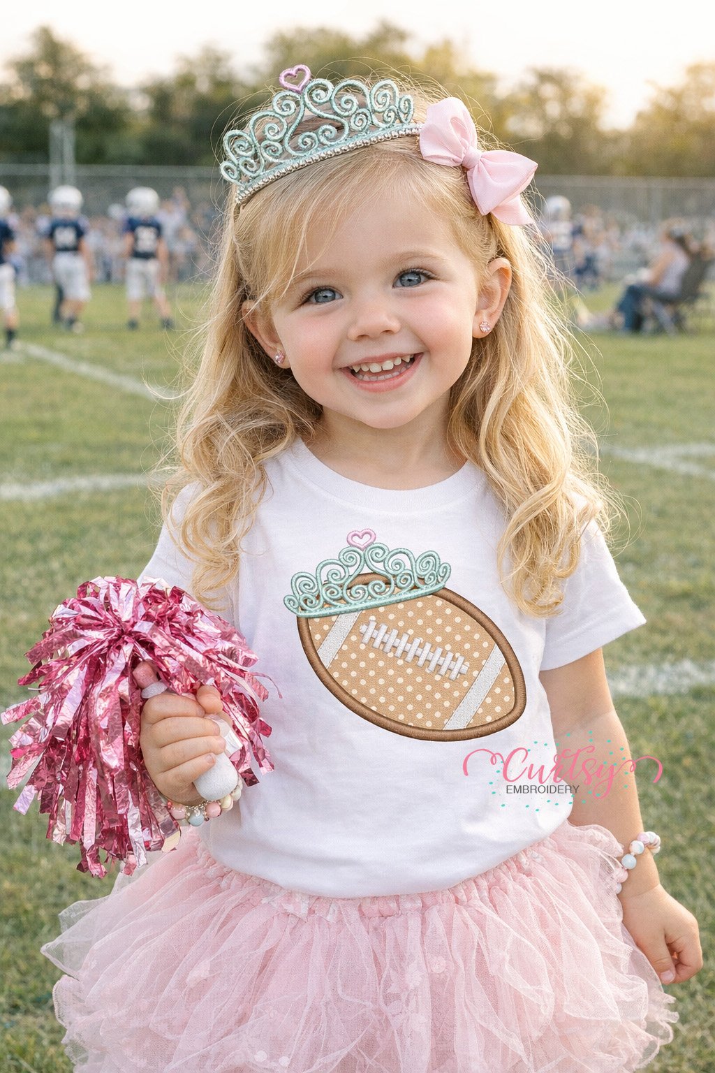 Football with Tiara Applique Design _ Logo 2