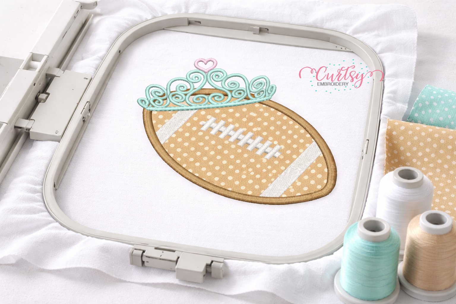 Football with Tiara Applique Design _ Logo 3