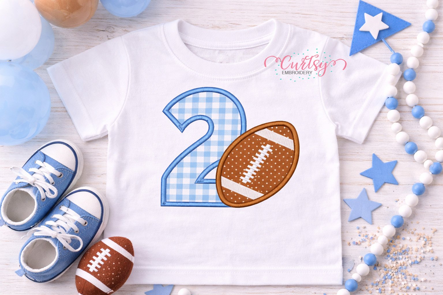 Second Birthday Football Applique Embroidery Design _ Logo 1