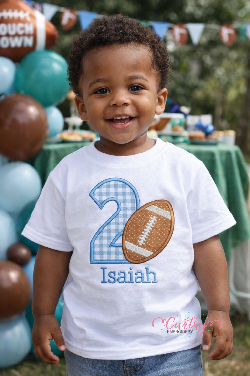 Second Birthday Football Applique Embroidery Design _ Logo 2