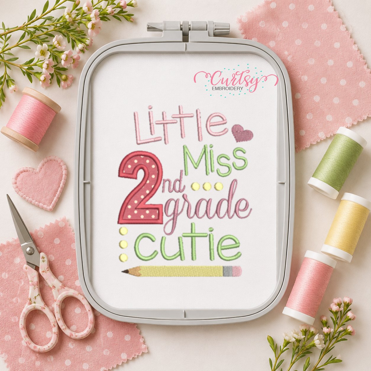 Little Miss 2nd Grade Cutie Applique Design _ Logo 3 Little Miss 2nd Grade Cutie Applique Design _ Logo 3