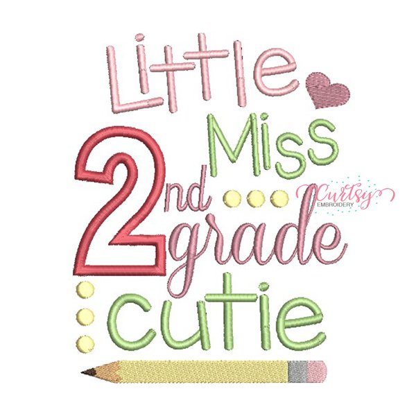 Little Miss 2nd Grade Cutie Applique Design _ Website Little Miss 2nd Grade Cutie Applique Design _ Website