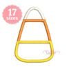 Candy corn applique embroidery design with cream, orange and yellow Swiss dot fabric.