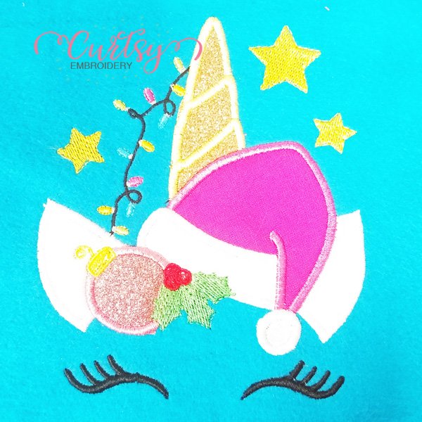 Christmas unicorn applique  curtsy embroidery Christmas unicorn applique  curtsy embroidery
