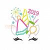 New Year Unicorn Applique Design
