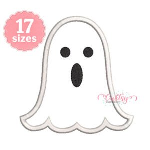 Ghost applique design for Halloween machine embroidery available in 17 sizes