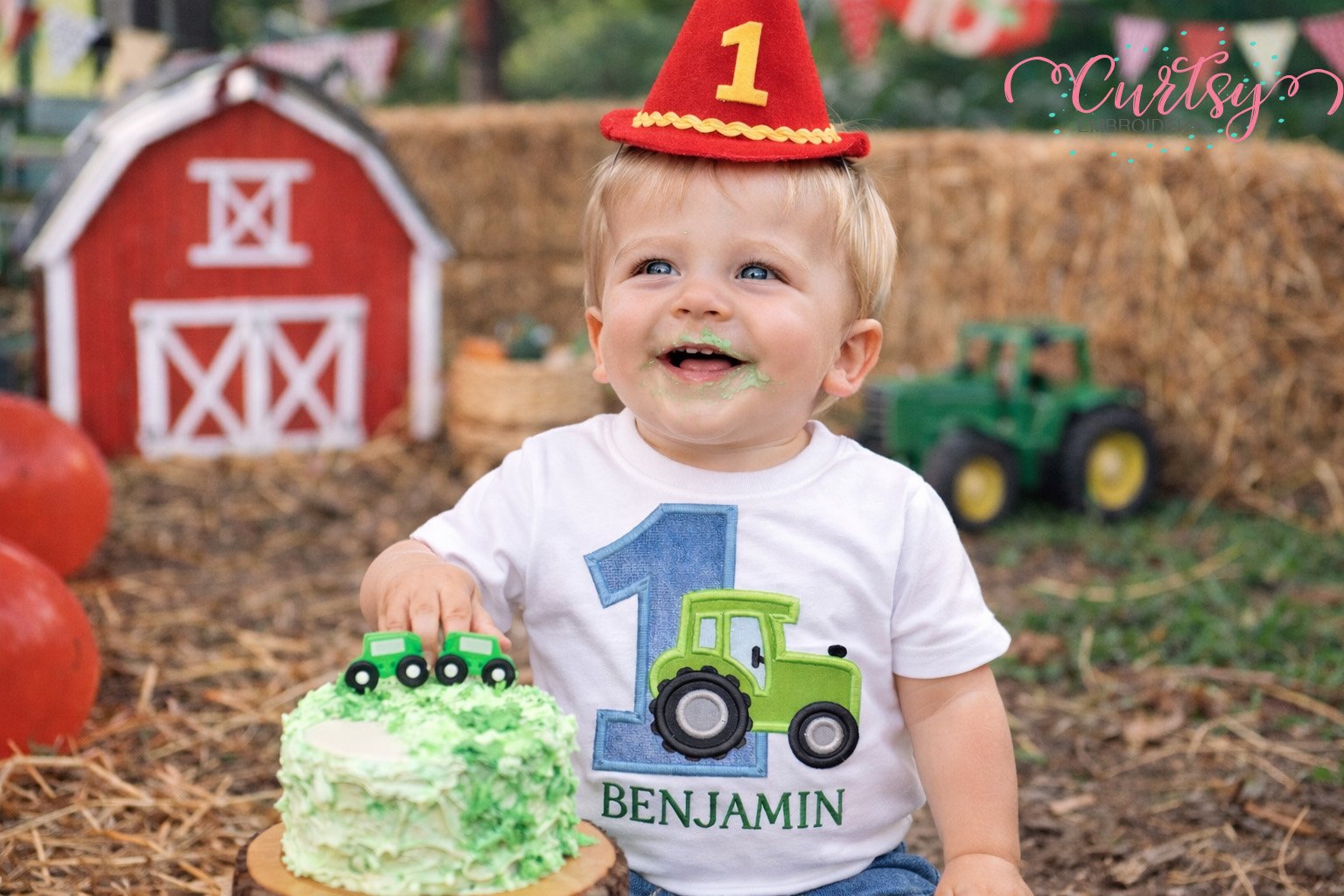 1st Birthday Tractor Applique Design Logo 2