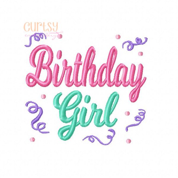 Birthday Girl Confetti Embriodery Design Birthday Girl Confetti Embriodery Design