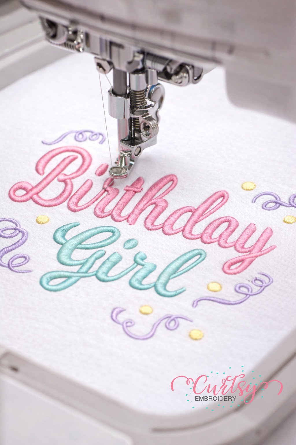 Birthday Girl Confetti Embroidery Design Logo 1