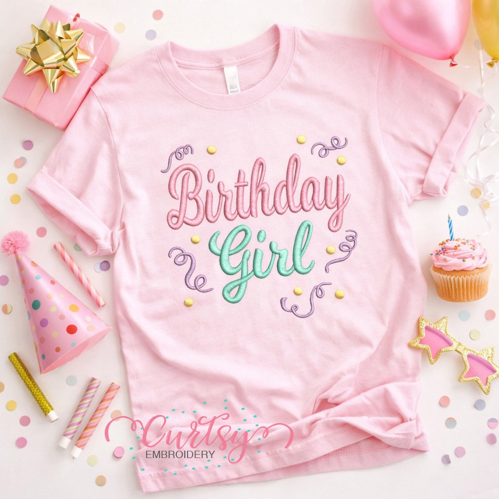 Birthday Girl Confetti Embroidery Design Logo 2