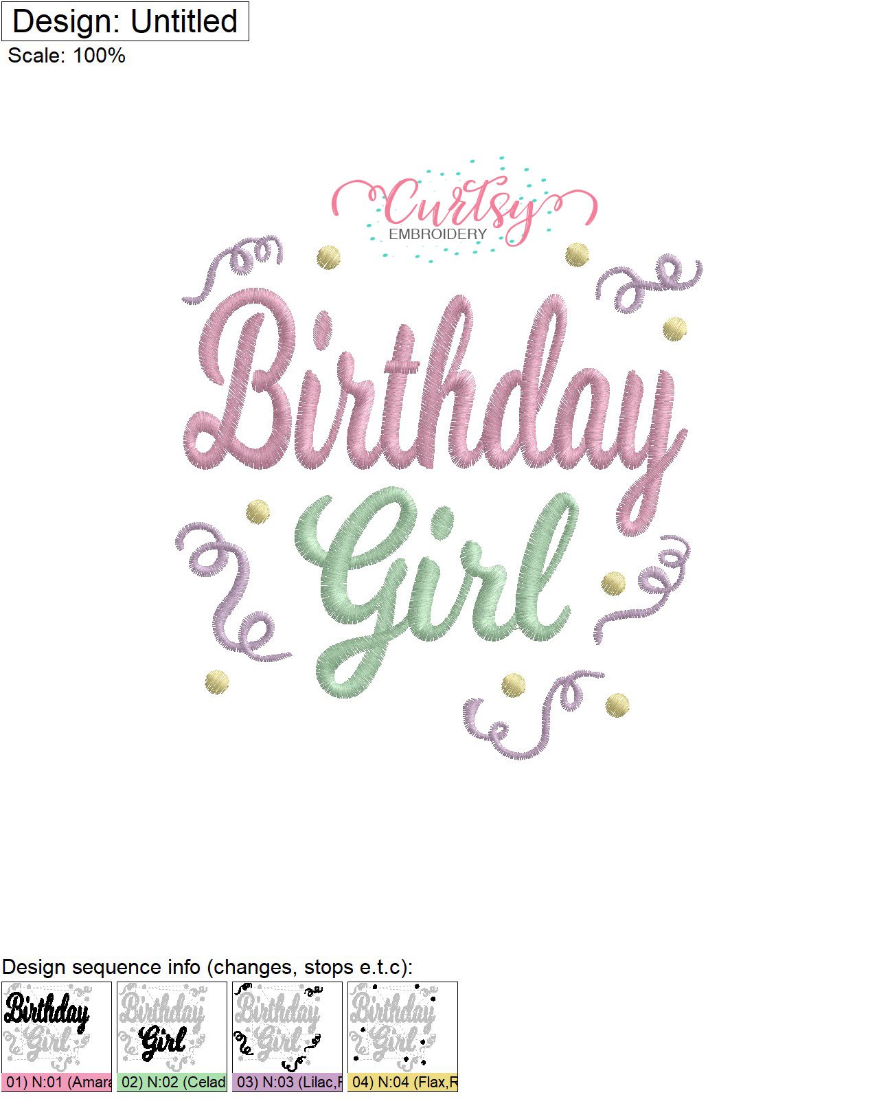 Birthday Girl Confetti Stitch Map