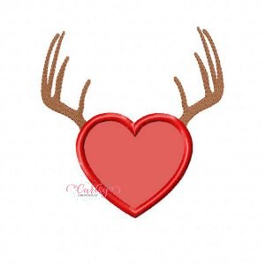 Heart Antlers Applique Design