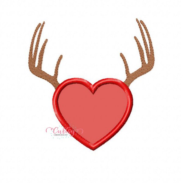 Heart with Antlers Applique Embroidery Design Heart with Antlers Applique Embroidery Design