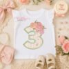 3rd Birthday Roses Applique Design _ Logo 1