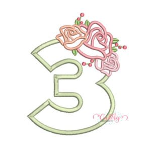 3 Roses Applique Design