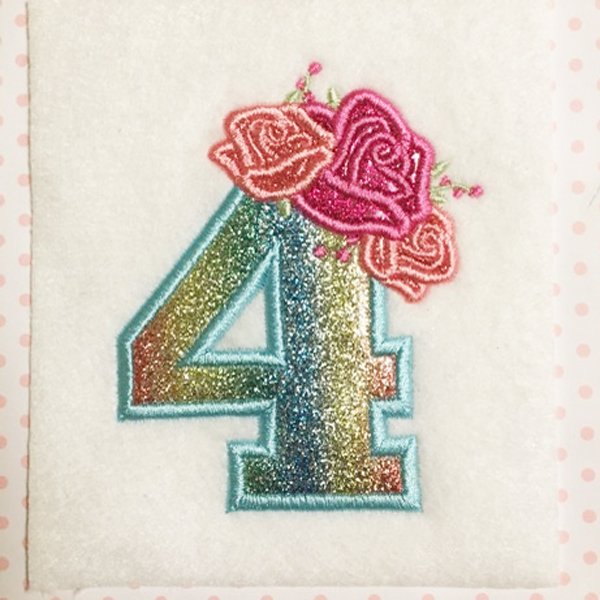 Roses Applique Birthday Set Curtsy Embroidery