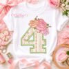 4th Birthday Roses Applique Design _ Logo 1