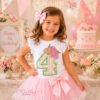 4th Birthday Roses Applique Design _ Logo 2
