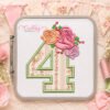 4th Birthday Roses Applique Design _ Logo 3