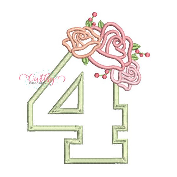 4th Birthday Roses Applique Design _ Website 4th Birthday Roses Applique Design _ Website