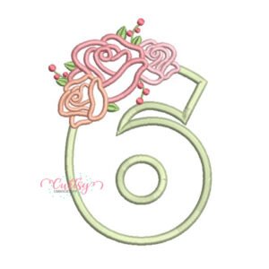 6 Roses Applique Design