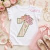 7th Birthday Roses Applique Embroidery Design _ Logo 1