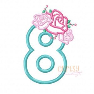 8 Roses Applique Design