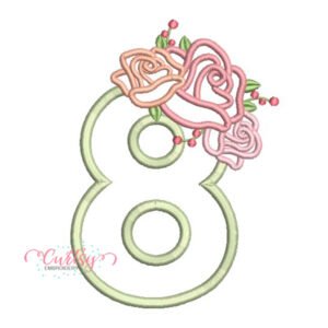 8 Roses Applique Design