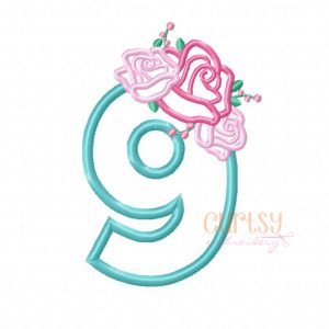 9 Roses Applique Design
