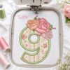 9th Birthday Roses Applique Design _ Logo 3