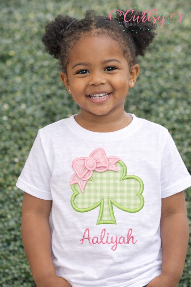 Shamrock with Bow Applique Design lifestyle logo