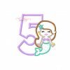 5 Mermaid Birthday Applique Design 5 Mermaid Birthday Applique Design