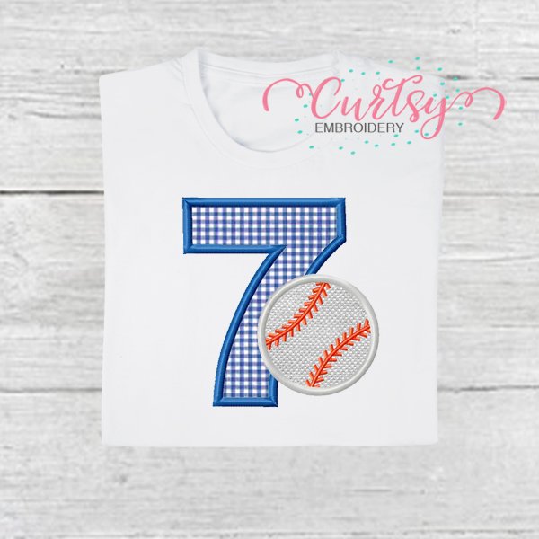 7th Birthday Baseball Applique Picture 1 7th Birthday Baseball Applique Picture 1
