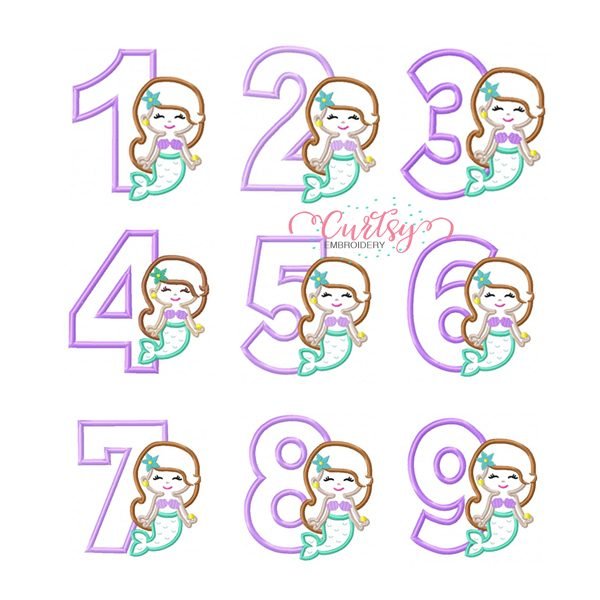 All Numbers Mermaid Applique Design