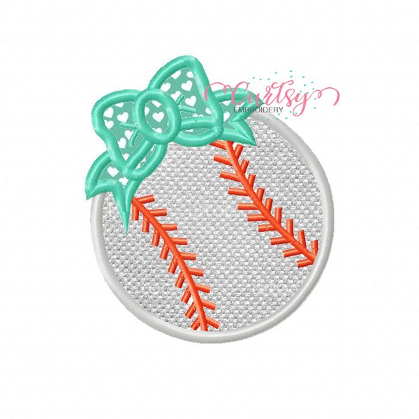 Baseball Bow Embroidery Design Baseball Bow Embroidery Design