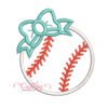 Baseball with Bow Applique Design