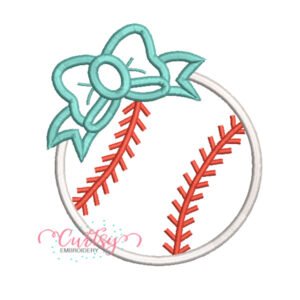 Baseball Bow Applique Design
