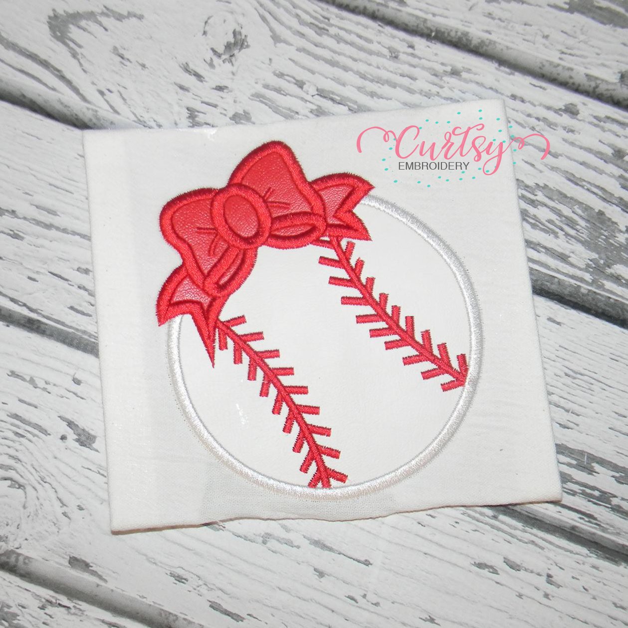 Bow Baseball Applique photograph 3 Bow Baseball Applique photograph 3