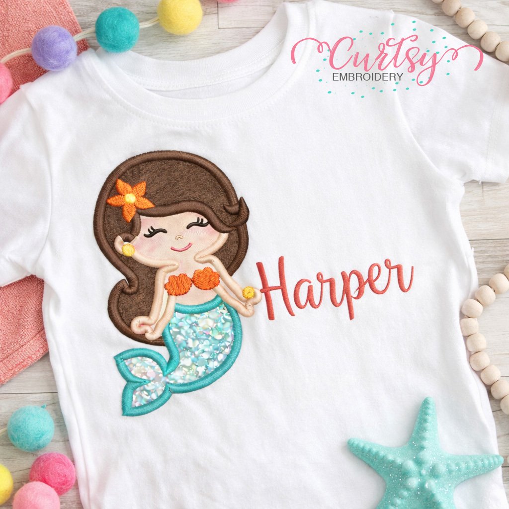 Mermaid Applique Design logo 2