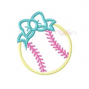 Softball Bow Applique Design
