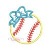 Softball with Bow Applique Design