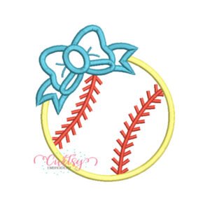 Softball Bow Applique Design