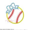 Softball with Bow Applique Design Stitch Map