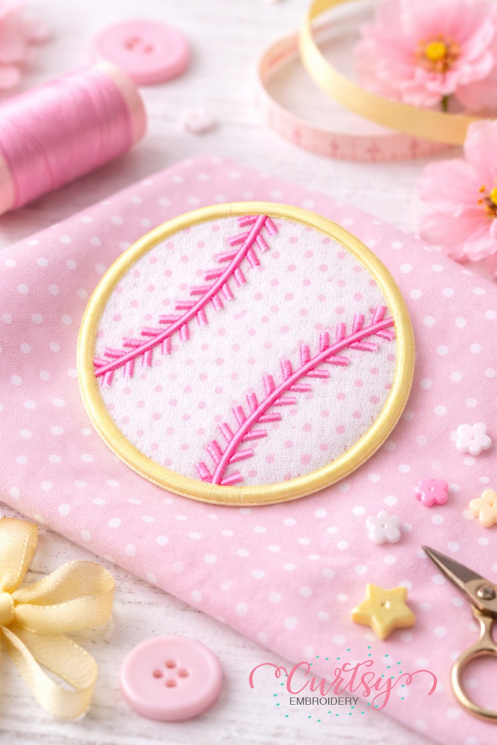 Softball Applique Design Logo 2