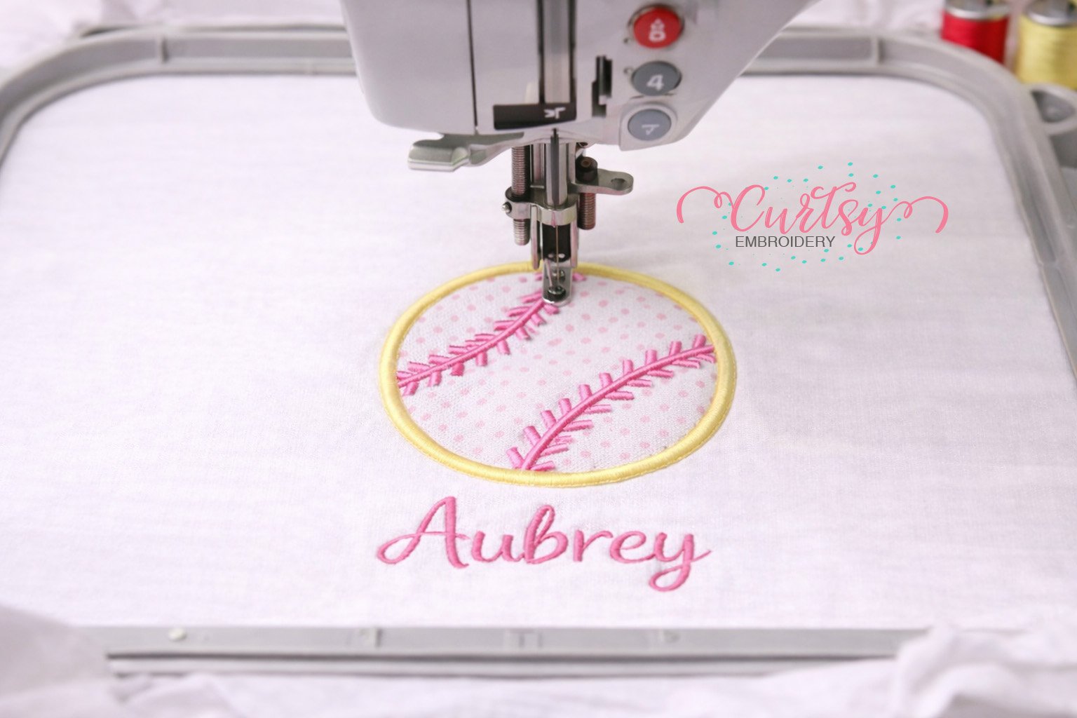 Softball Applique Design Logo 3