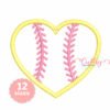 Softball Heart Applique Design