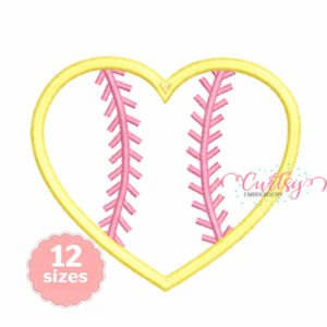 Softball Heart Applique Design