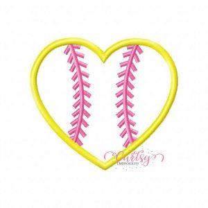 Softball Heart Applique Design