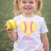 Softball Heart Applique Design Logo 2