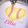 Softball Heart Applique Design Logo 3